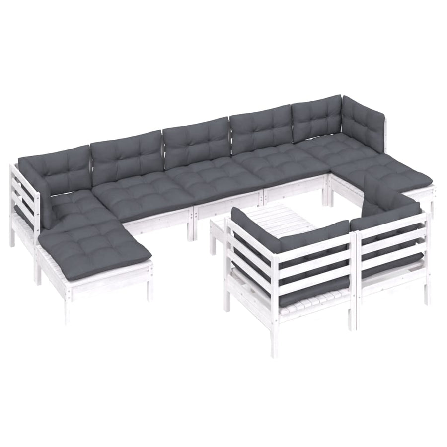 0-Delige Loungeset Met Kussens Massief Grenenhout Wit