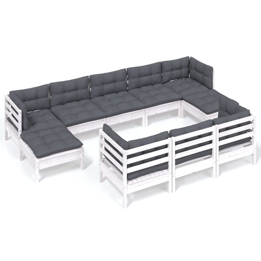 0-Delige Loungeset Met Kussens Massief Grenenhout Wit