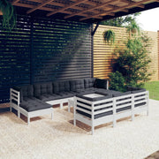 Loungeset 11-delig massief grenenhout wit
