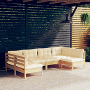 Loungeset 6-delig massief grenenhout crème