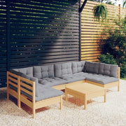 Loungeset 7-delig massief grenenhout grijs