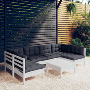 Loungeset 7-delig massief grenenhout wit