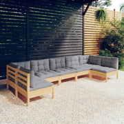 Loungeset 7-delig massief grenenhout grijs
