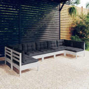 Loungeset 7-delig massief grenenhout wit