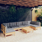 Loungeset 8-delig massief grenenhout grijs