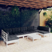 Loungeset 8-delig massief grenenhout wit