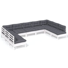 9-Delige Loungeset Met Kussens Massief Grenenhout Wit
