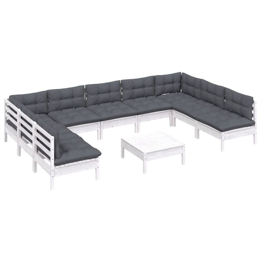 0-Delige Loungeset Met Kussens Massief Grenenhout Wit