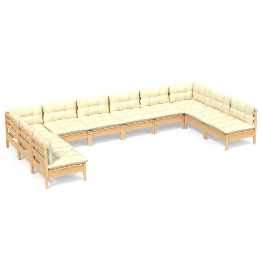 0-Delige Loungeset Met Kleurige Kussens Grenenhout Bruin en crème