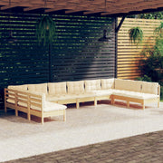 Loungeset 10-delig grenenhout crème