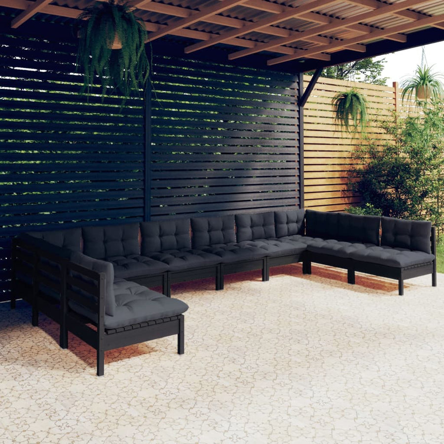 10-Delige Loungeset Met Kussens Massief Grenenhout Wit
