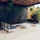 -Delige Loungeset Met Kussens Massief Grenenhout Wit