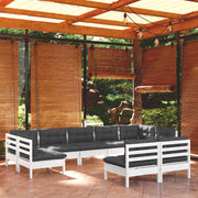 Loungeset 9-delig massief grenenhout wit