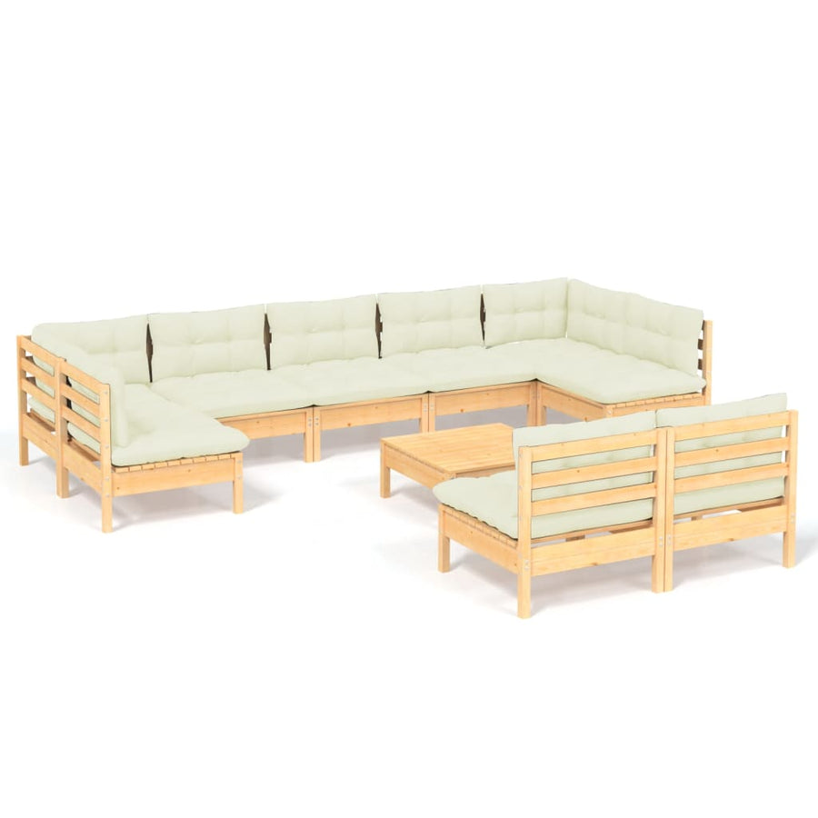 0-Delige Loungeset Met Kleurige Kussens Grenenhout Bruin en crème