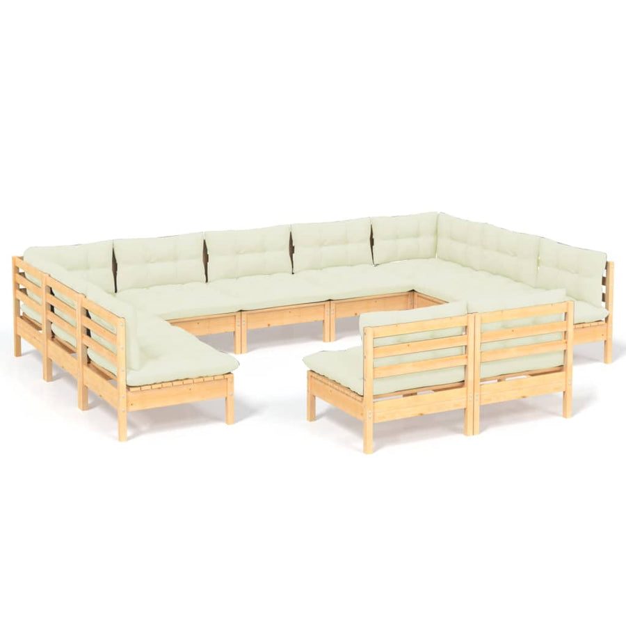 -Delige Loungeset Met Kleurige Kussens Grenenhout Bruin en crème