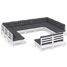 -Delige Loungeset Met Kussens Massief Grenenhout Wit