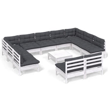 2-Delige Loungeset Met Kussens Massief Grenenhout Wit