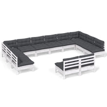 12-Delige Loungeset Met Kussens Massief Grenenhout Wit