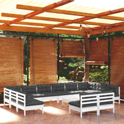 Loungeset 13-delig massief grenenhout wit