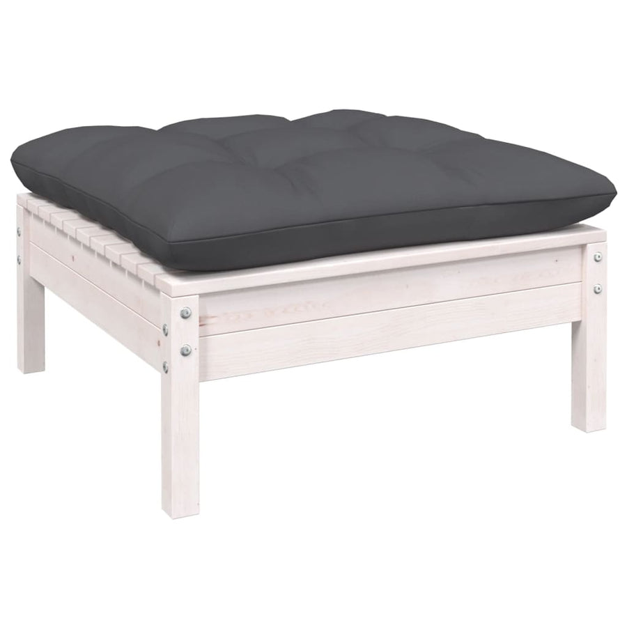 4-Delige Loungeset Met Kussens Massief Grenenhout Wit