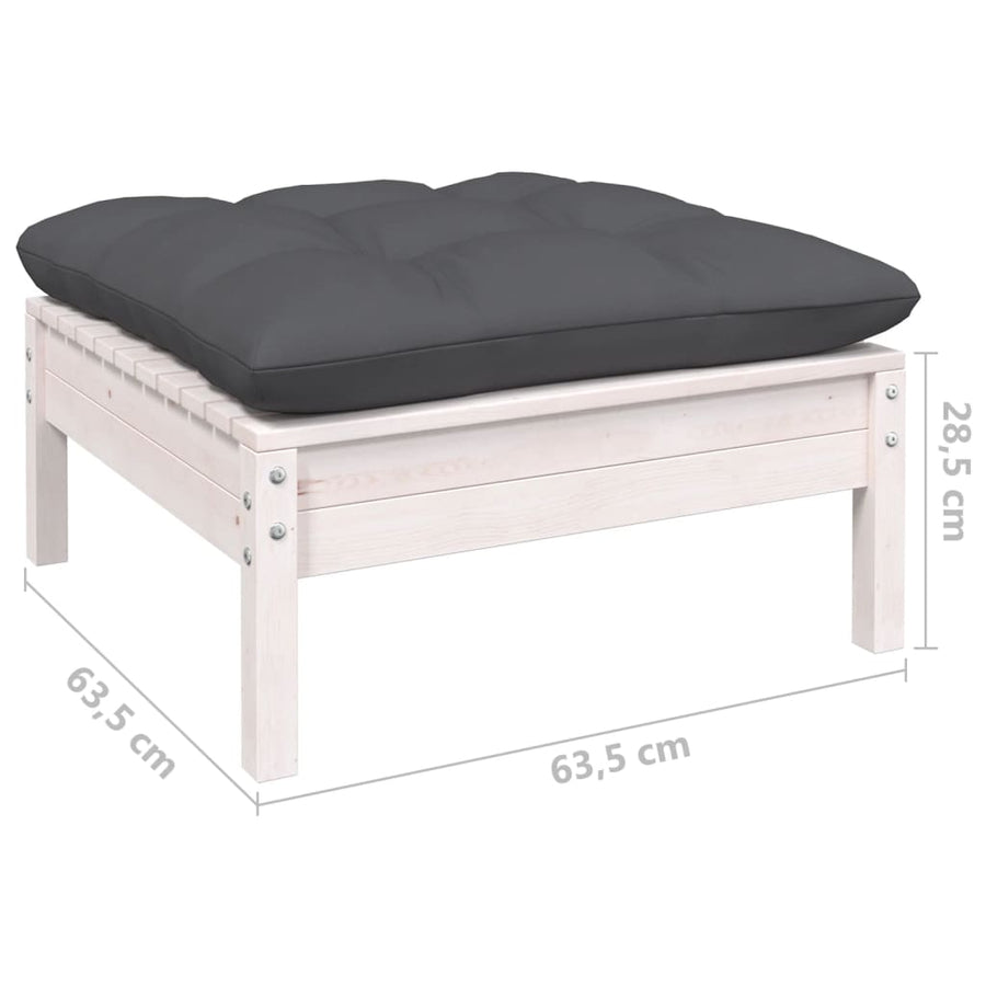 4-Delige Loungeset Met Kussens Massief Grenenhout Wit