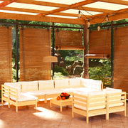Loungeset 10-delig grenenhout crème