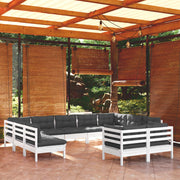 Loungeset 11-delig massief grenenhout wit