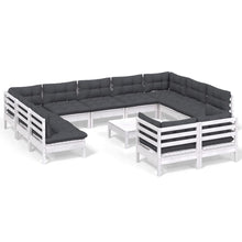 2-Delige Loungeset Met Kussens Massief Grenenhout Wit