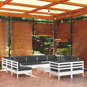 Loungeset 12-delig massief grenenhout wit
