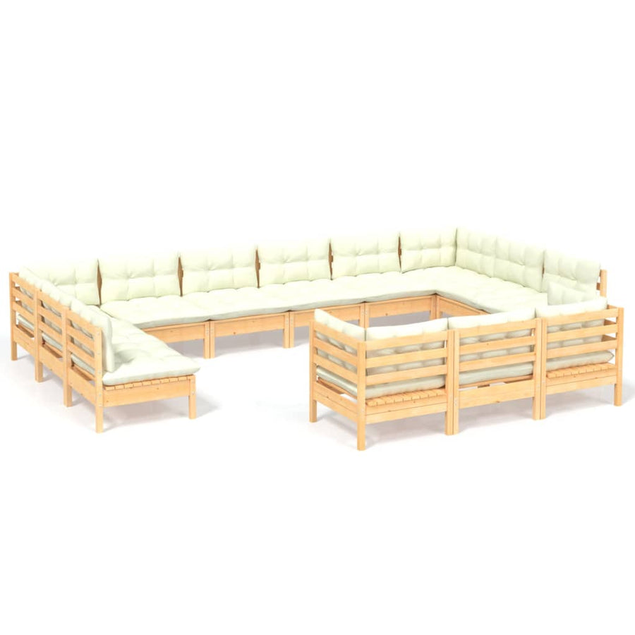 -Delige Loungeset Met Kleurige Kussens Grenenhout Bruin en crème