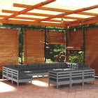 -Delige Loungeset Met Kussens Grenenhout Grijs