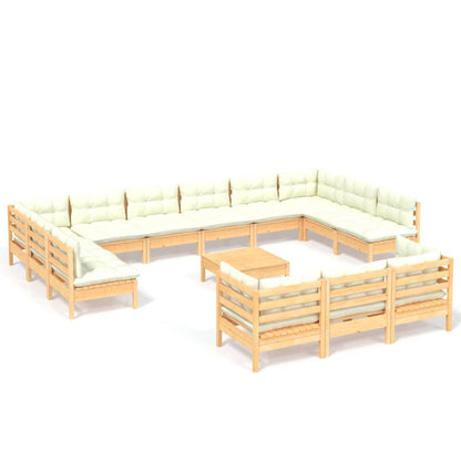 -Delige Loungeset Met Kleurige Kussens Grenenhout Bruin en crème