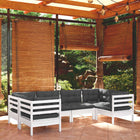 -Delige Loungeset Met Kussens Grenenhout Wit