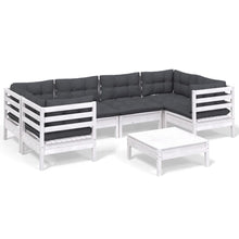 -Delige Loungeset Met Kussens Grenenhout Wit