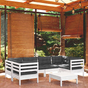Loungeset 7-delig grenenhout wit