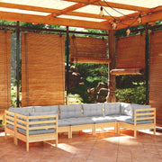 Loungeset 7-delig grenenhout grijs
