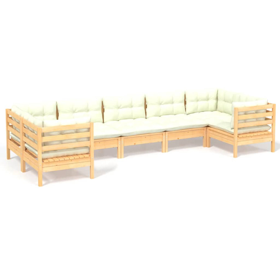 -Delige Loungeset Met Kleurige Kussens Grenenhout Bruin en crème