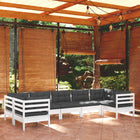 -Delige Loungeset Met Kussens Grenenhout Wit