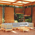 Loungeset grenenhout 8-delig grijs