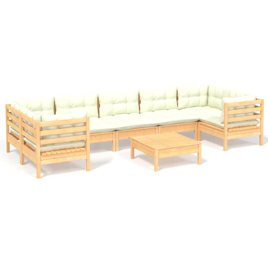 -Delige Loungeset Met Kleurige Kussens Grenenhout Bruin en crème