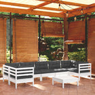 -Delige Loungeset Met Kussens Grenenhout Wit