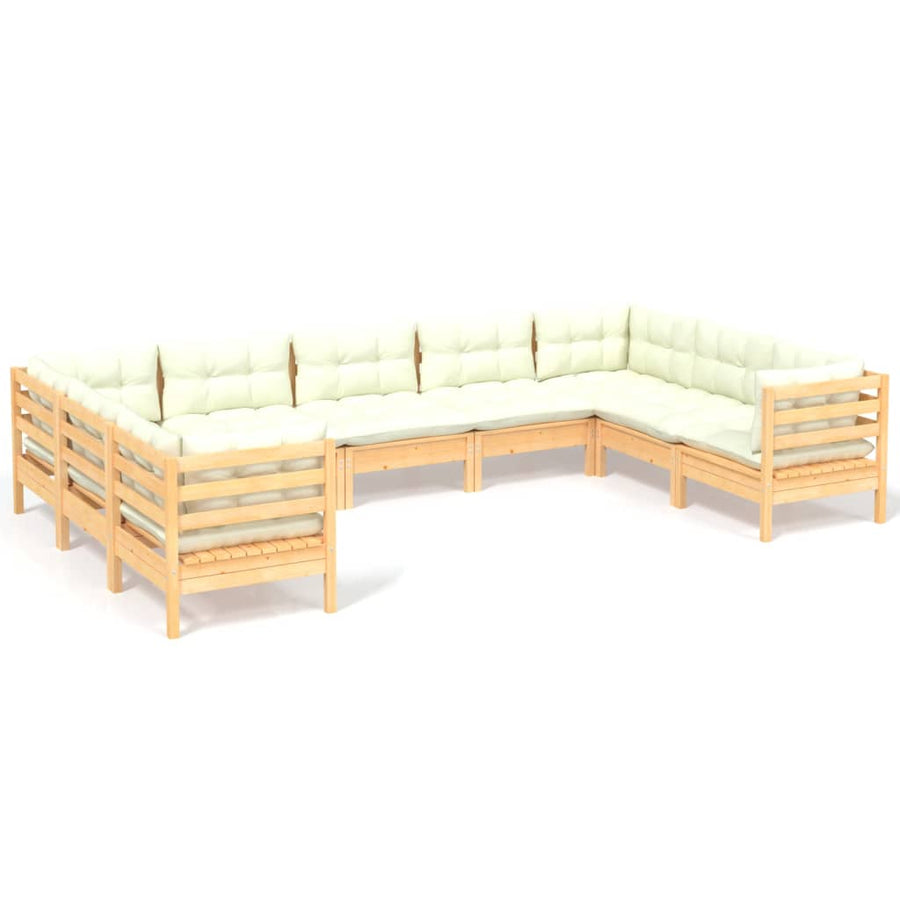 -Delige Loungeset Met Kleurige Kussens Grenenhout Bruin en crème