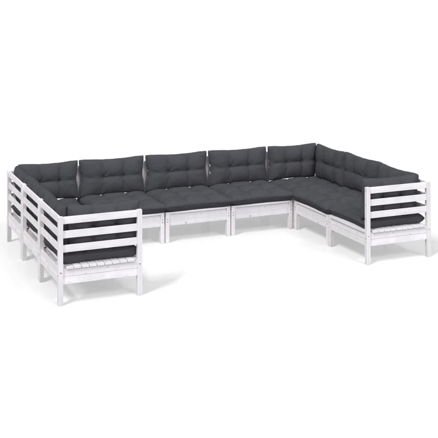 -Delige Loungeset Met Kussens Grenenhout Wit
