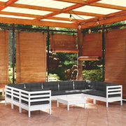 Loungeset 10-delig grenenhout wit