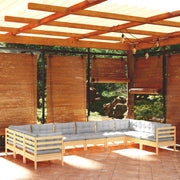 Loungeset 10-delig grenenhout grijs