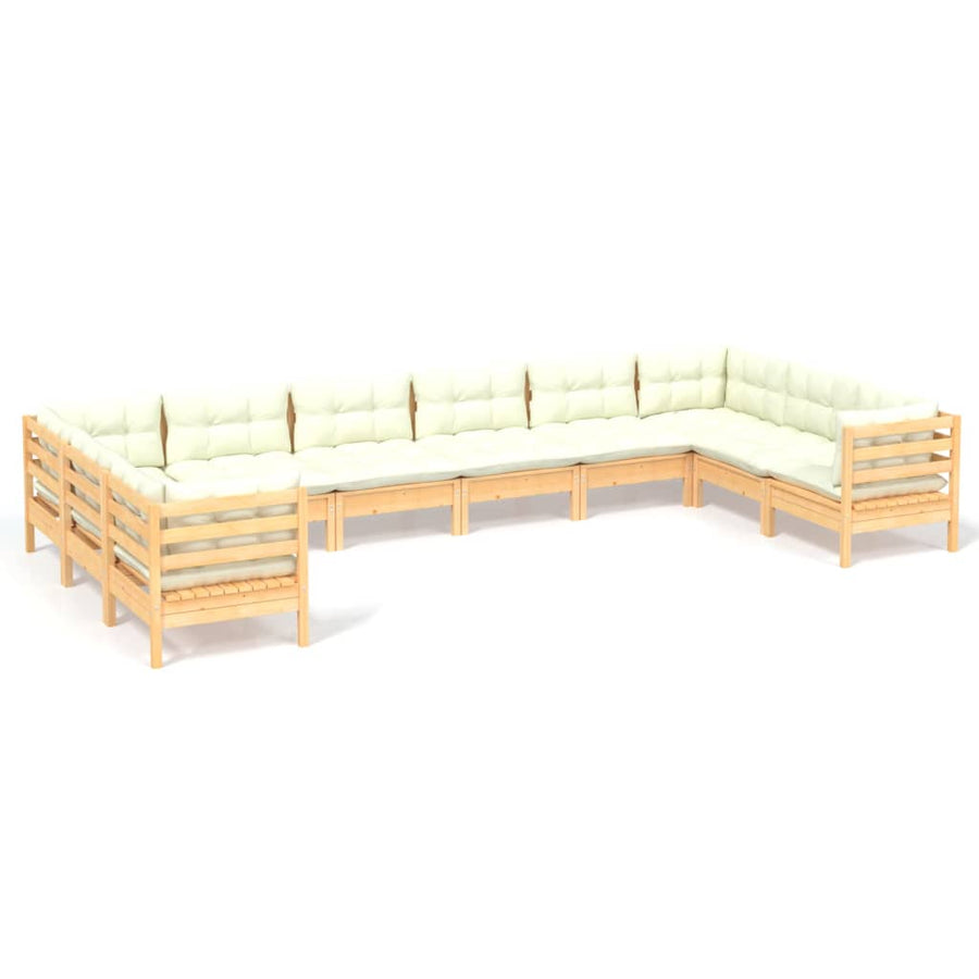 -Delige Loungeset Met Kleurige Kussens Grenenhout Bruin en crème