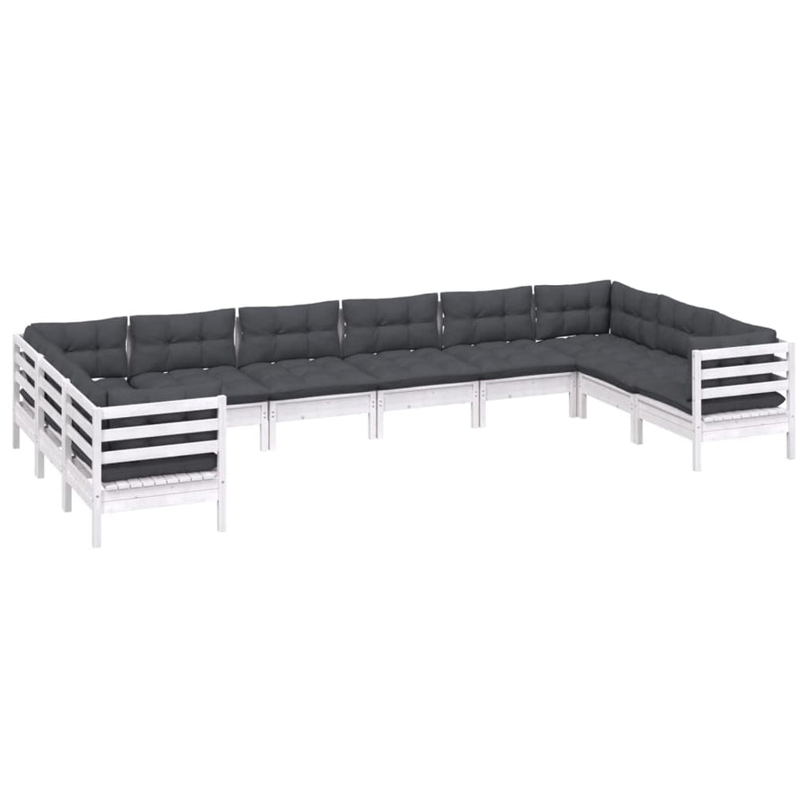 -Delige Loungeset Met Kussens Grenenhout Wit
