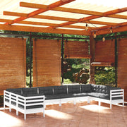 Loungeset 10-delig grenenhout wit