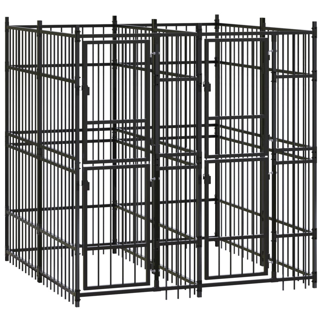 Hondenkennel 3,69 m² staal 192 x 192 x 200 cm Zonder luifel