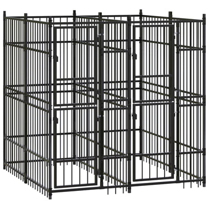 Hondenkennel 3,69 m² staal 192 x 192 x 200 cm Zonder luifel